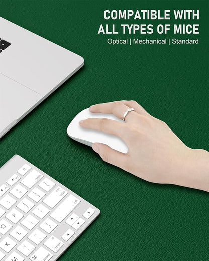 Desk Pad, 30" x 14" PU Leather Non-Slip Desk Mat Large Mouse Pad for Desktop, Waterproof Laptop Computer Writing Mat for Office, Home, Work, Gaming, Dark Green