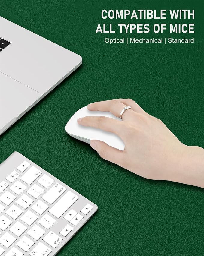 Desk Pad, 23.6" x 13.8" PU Leather Non-Slip Desk Mat Large Mouse Pad for Desktop, Waterproof Laptop Computer Writing Mat for Office, Home, Work, Gaming, Dark Green