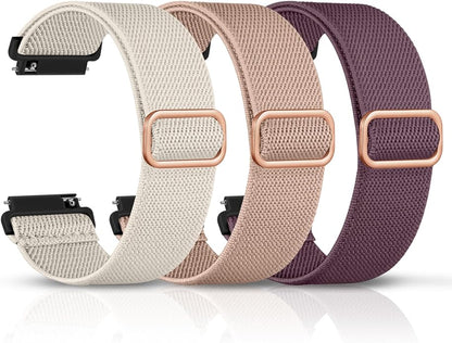 DaQin 3 Pack Nylon Watch Bands Compatible with 16mm 18mm 20mm 22mm Quick Release Watch Band, Adjustable Soft Stretchy Solo Loop Strap Elastic Braided Relacement Wristband for Men Women