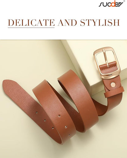 SUOSDEY Women Belts For Jeans Dresses Pants Ladies Leather Waist Belt with Elegant Buckle, Width 1.3"
