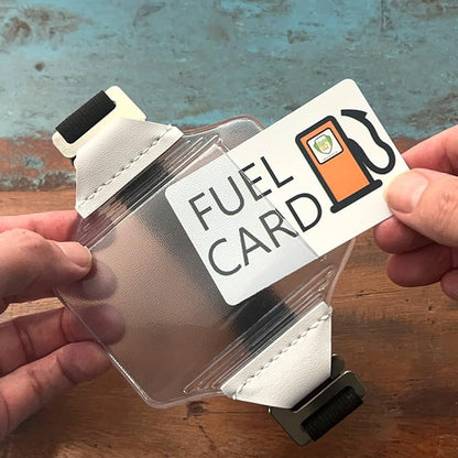 Heavy Duty Visor Fuel Card Holder with Clear Vinyl Pocket - Truck & Car Accessories for Interior - Drivers License, Auto Insurance Card & Fleet Vehicle Gas Log Storage by Specialist ID (Black)