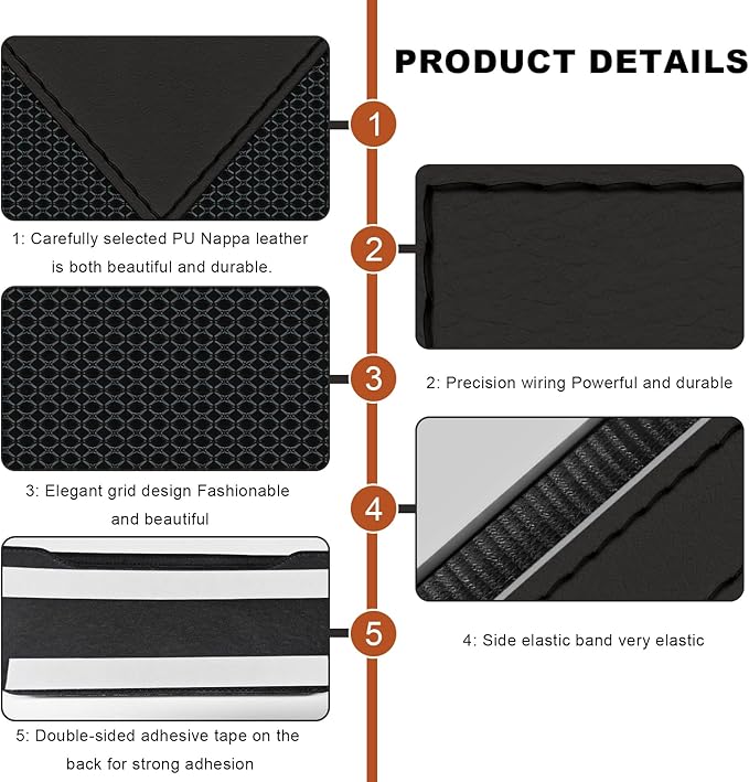 Car Sunglasses Case, PU Leather Pocket Self-Adhesive Storage Pouch for Vehicle Door Window Console, Multifunctional Vehicle Interior Organizer for Glasses Phones Wallets Keys (Black)