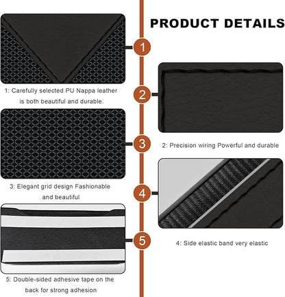 Car Sunglasses Case, PU Leather Pocket Self-Adhesive Storage Pouch for Vehicle Door Window Console, Multifunctional Vehicle Interior Organizer for Glasses Phones Wallets Keys (Black)