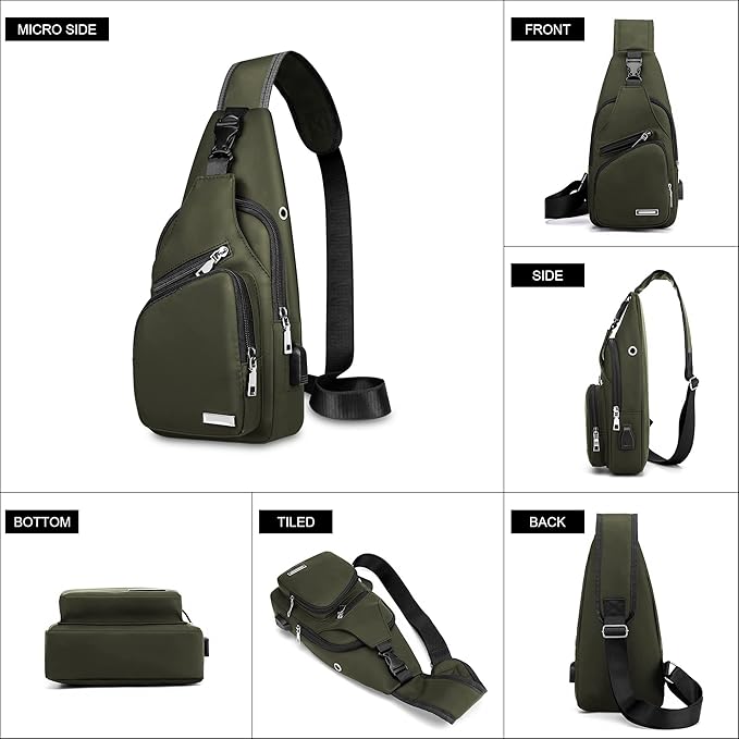 Waterproof Sling Bag Crossbody Backpack for Men Women Sling Backpack Hiking Daypack Multipurpose Cross Body Chest Bag