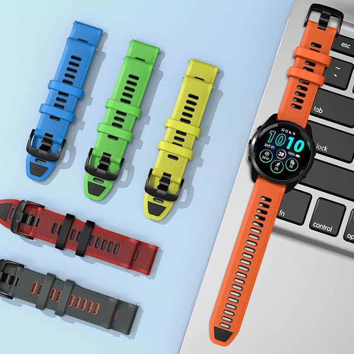 ISABAKE 22mm Watch Band for Gamrin Forerunner 265/Forerunner 255/Vivoactive 4 45mm/Venu 2/Venu 3, Silicone Quick Release Replacement Wristband