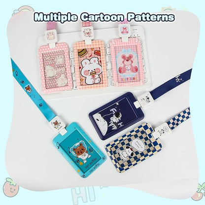 Cute ID Badge Holder with Clip Badge Reels and Lanyards with Badge Reel with 15 inches Pull Cord for School, Teacher, Student, Women, Men (AstroBear)