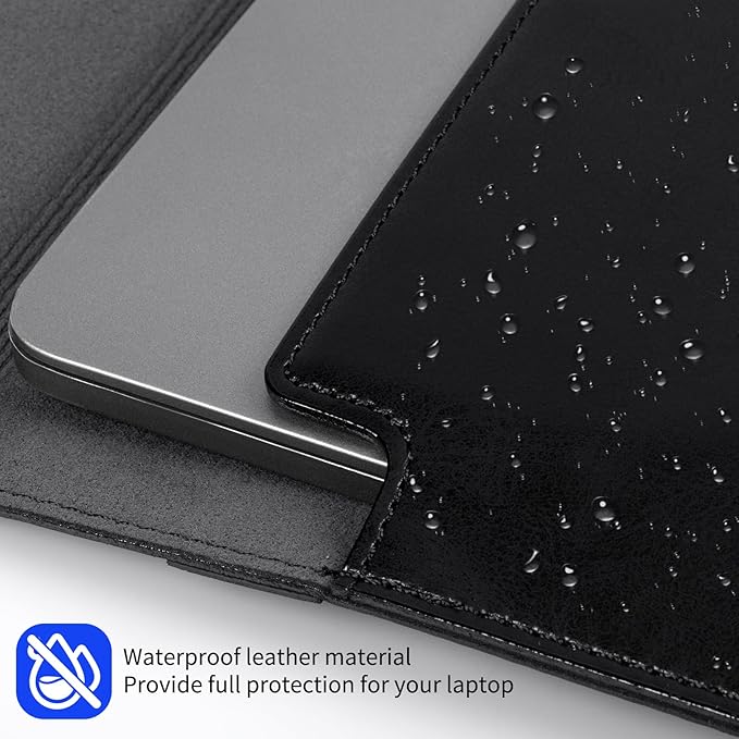 14 Inch Leather Laptop Sleeve for MacBook Pro 14 Inch M5 M4 M3 M2 M1 Pro/Max Case,Premium Protective Case Cover with Magnetic Closure-Vintage Black