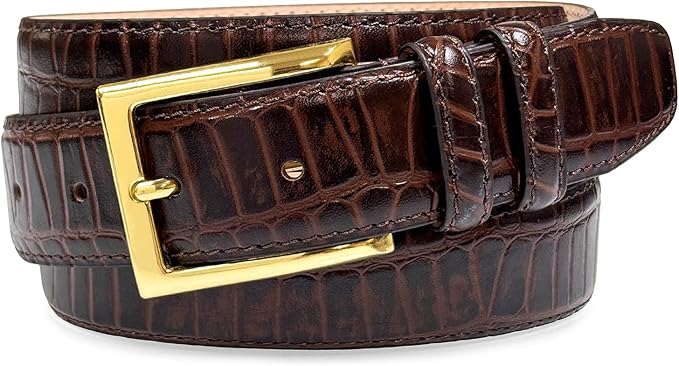 Men's Oil-Tanned Genuine Leather Dress Classic Belt 1-1/8"(30mm) or 1-3/8"(35mm) Wide One Piece Dress Belt