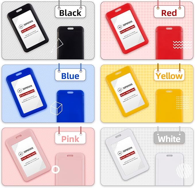 2 Pack Sliding ID Badge Holder - Heavy Duty Hard Plastic Card Sleeve Secures Work ID, Key Card, Credit Cards for Office, Factory, Hospital & School (Yellow)