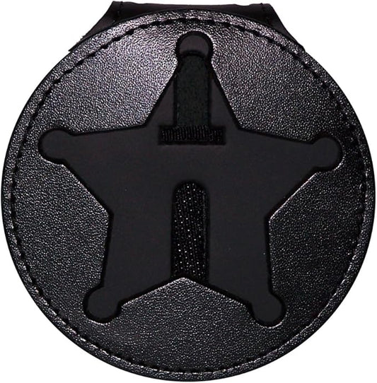 Perfect Fit Shield Wallets Florida Sheriff Five-Point Star Badge Holder (Black, Cutout PF185, 2.7 inches Tall)