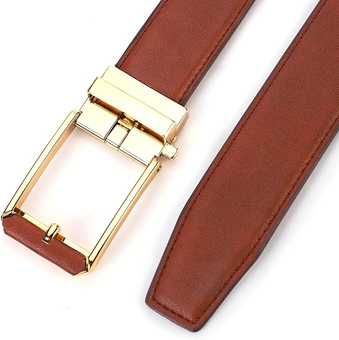 Mens Belt Leather Ratchet Belt For Men Dress and Casual with Adjustable Buckle, Trim to Fit