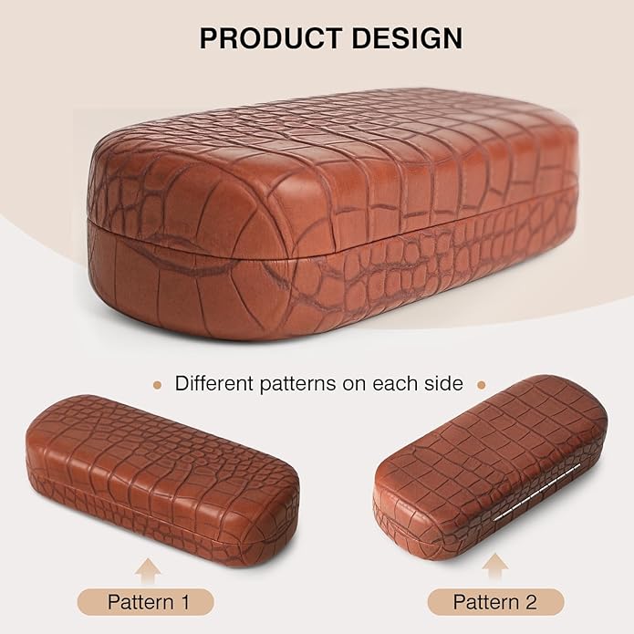 Marvolia Glasses Case Large Hard Shell Eyeglasses Case PU Leather Protective Case for Sunglasses Eyeglasses