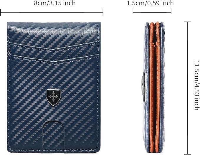 Mens Wallet Leather Credit Card Holder Slim Bifold RFID Blocking Front Pockets Minimalist Wallets for Men with ID Window