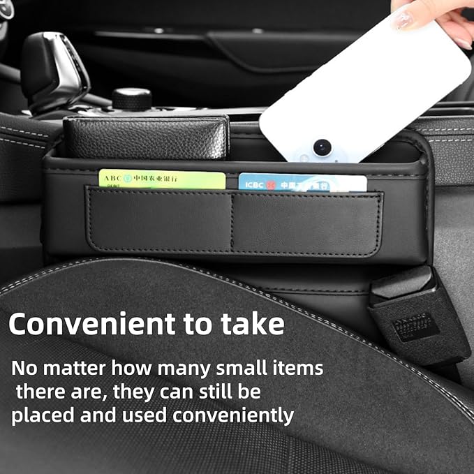 2 Pack Premium Car Seat Gap Filler Organizer - Universal Storage Box with Card Slots for Phones/Keys/Glasses, Fits Cars, SUVs & Trucks (Coffee-colored)