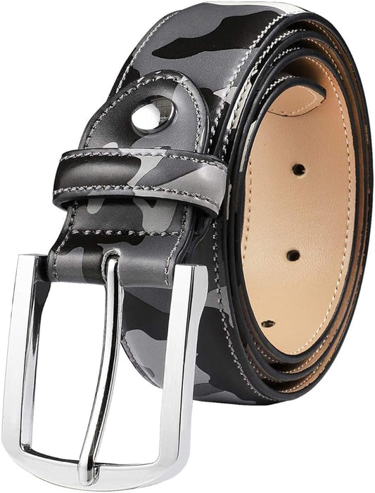 Falari Men Genuine Leather Casual Dress Belt With Single Prong Buckle, Classic Style Belt