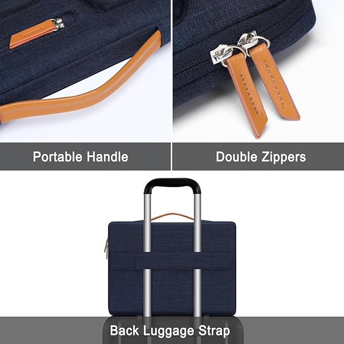 MOSISO 360 Protective Laptop Case 15 inch, 15 inch Laptop Sleeve Compatible with MacBook Air M4 M3 M2 2025 2024 2023, Dell XPS Plus, Side Open Carrying Case with 4 Zipper Pockets&Handle, Navy Blue