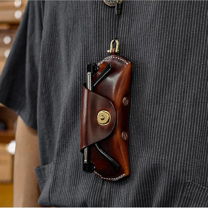 Vintage Leather Sunglasses Case, Portable Protective Case for Glasses Unisex Glasses Pouch Spectacles Organizer