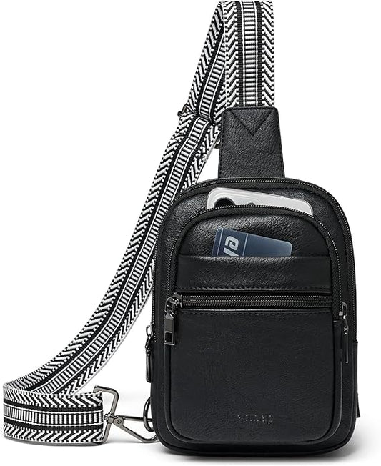 LATMAP Sling Bag For Women Faux Leather Small Casual Daypack Backpack Fanny Pack Crossbody Chest Bags Purse