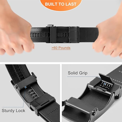 GAEKEAO Men's Belt Suede Leather Ratchet Belt for Men Micro-Adjustable Buckle for Dress, Casual & Everyday Wear, Trim to Fit