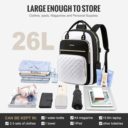 LOVEVOOK Laptop Backpack for Women, Water Resistant Travel Work Backpacks Purse Stylish College Business Teacher Nurse Computer Bag with USB Charging Port, Fits 15.6" Laptop