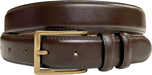 Men's Oil-Tanned Genuine Leather Dress Classic Belt 1-1/8"(30mm) or 1-3/8"(35mm) Wide One Piece Dress Belt