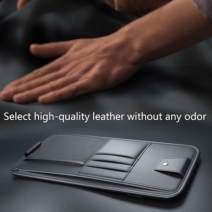 Large Car Visor Organizer Holder for Truck/SUV, Document Storage Pouch Holder with Multi-Pocket Net Zipper for Cards, License, Sunglasses, Pen, Key