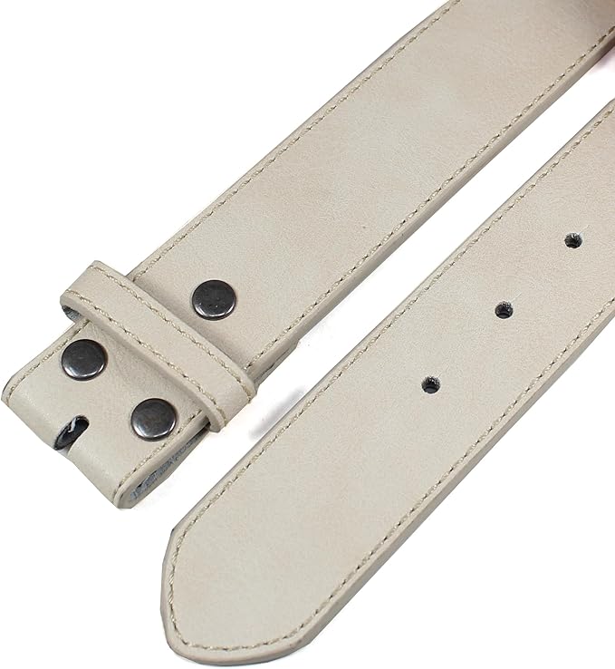 BC Belts Leather Belt Strap with Vintage Distressed Texture 1.5" Wide with Snaps and without Buckle