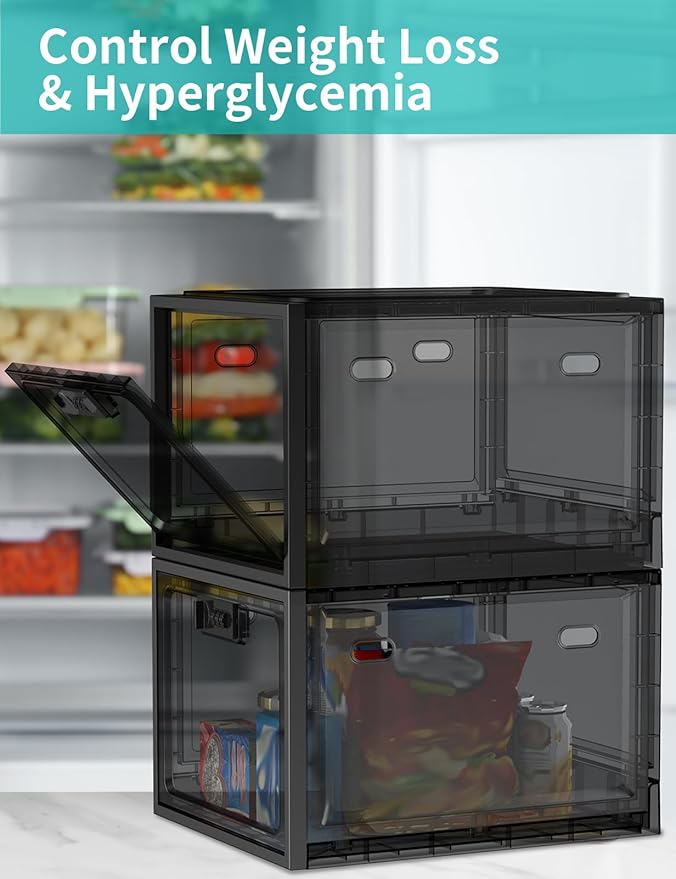 Large Medicine Lock Box for Safe Medication, Lockable Storage Box for Fridge/Snacks Food, Phone Lock Boxes with Combination Code for Home/Dorms/Office Storage Lockers (Black)