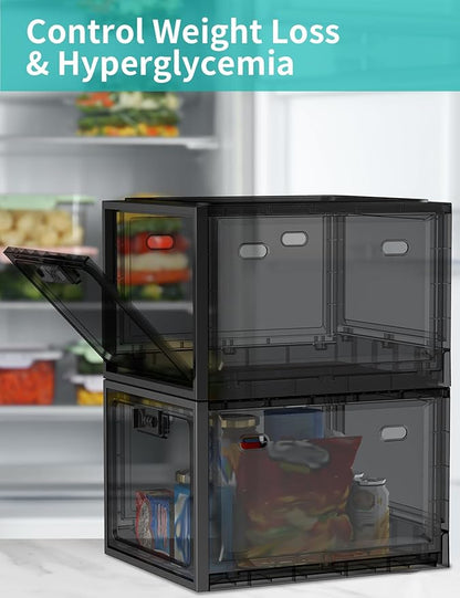 Large Medicine Lock Box for Safe Medication, Lockable Storage Box for Fridge/Snacks Food, Phone Lock Boxes with Combination Code for Home/Dorms/Office Storage Lockers (Black)