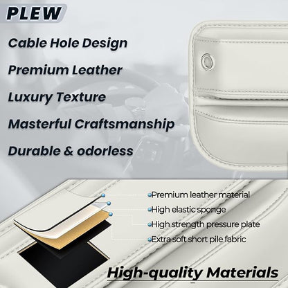 2-Pack Car Seat Gap Filler Organizer - Upgraded Anti-Slip Strap Design - Premium Leather Side Console Pocket - Prevent Phone Falling - Universal Fit Car Essentials for SUV, Truck & Sedan,Beige
