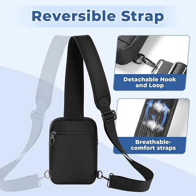 Anti Theft Sling Bag Tactical Small Shoulder Chest Crossbody Bag for Men Women with Zipper Lock RFID Blocking