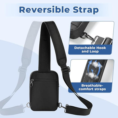 Anti Theft Sling Bag Tactical Small Shoulder Chest Crossbody Bag for Men Women with Zipper Lock RFID Blocking