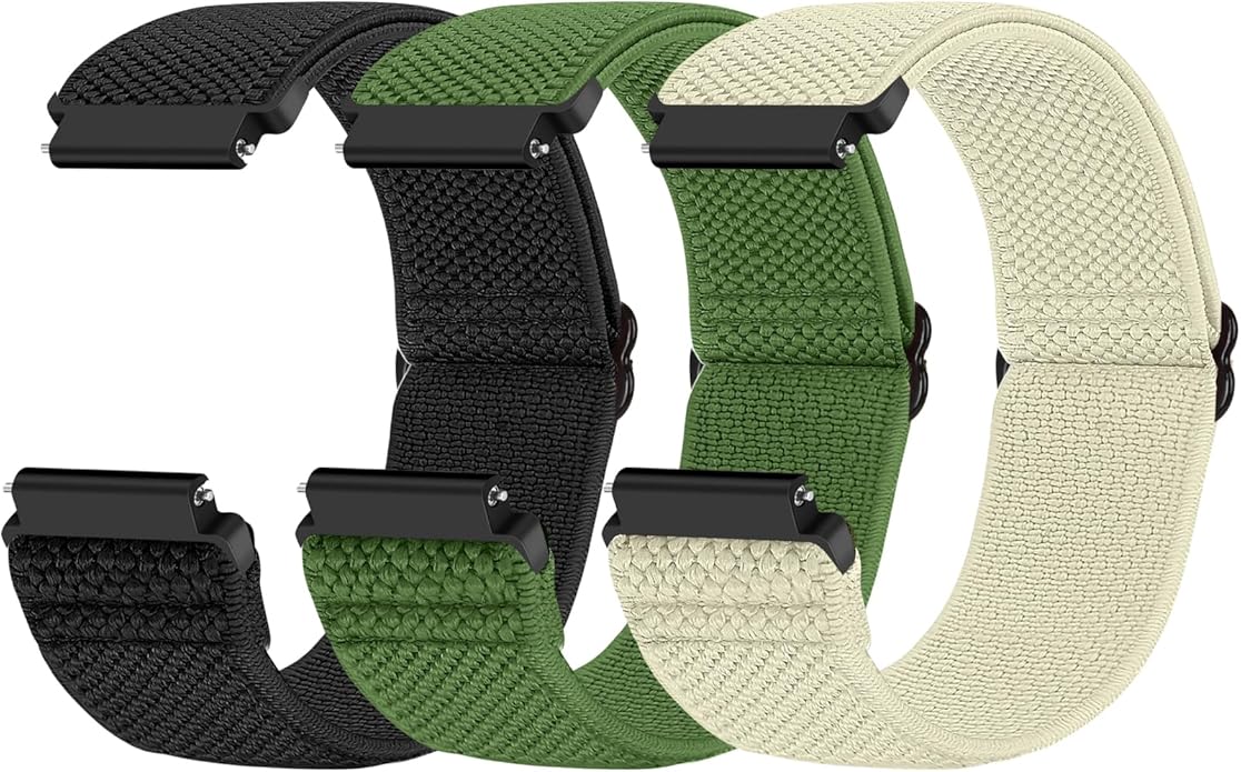 Compatible with 16mm 18mm 19mm 20mm 22mm 24mm Watch Bands Quick Release Replacement Wristband,Adjustable Stretchy Nylon Solo Loop Straps Fabric Braided Sport Elastic Bands for Men Women