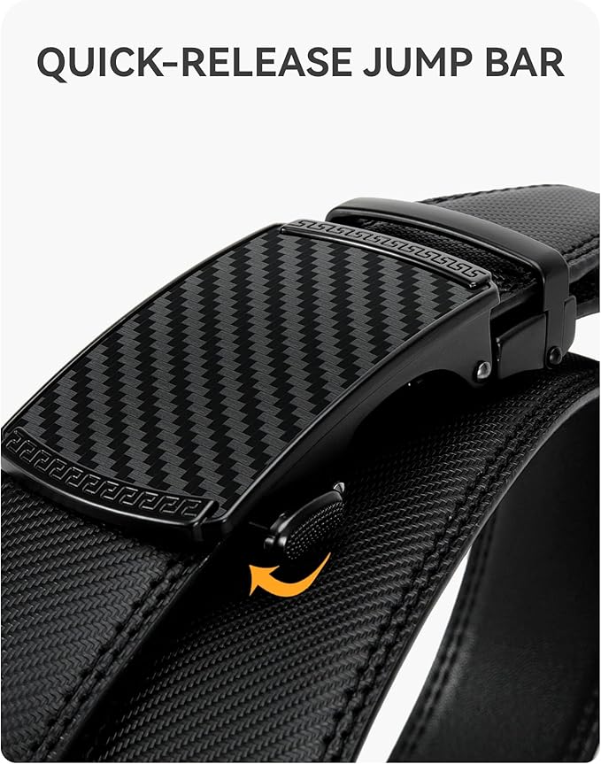 CHAOREN Mens Belt - Mens Ratchet Belt Leather 1 3/8" for Dress Pant - Micro Adjustable Belt Fit Everywhere