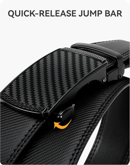 CHAOREN Mens Belt - Mens Ratchet Belt Leather 1 3/8" for Dress Pant - Micro Adjustable Belt Fit Everywhere