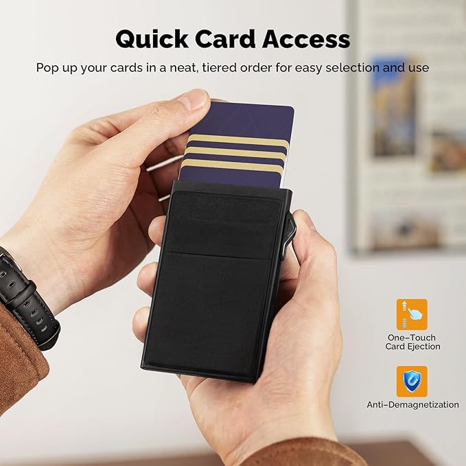 YESIIW Credit Card Holder Wallet for Men RFID Blocking Slim Minimalist Metal Wallet with Money Pocket Contactless Card Protector