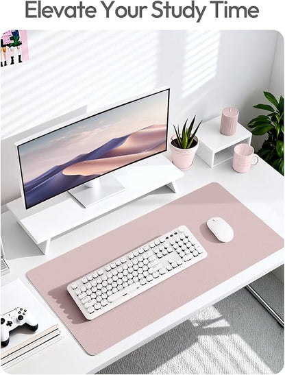 YSAGi Leather Desk Pad Protector, Office Desk Mat, Large Mouse Pad, Non-Slip PU Leather Desk Blotter, Laptop Desk Pad, Waterproof Desk Writing Pad for Office and Home(Grayish Lavender, 47.2" x 23.6")