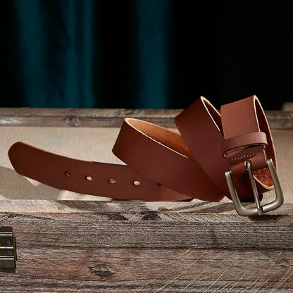VATAN Men's Full Grain Leather Casual Every Day Jeans Belts, Handmade Men Leather Belt with Gift Box