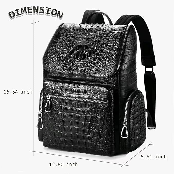 boshiho Real Leather Laptop Backpack Fashion Travel Bag Daypack for Men (L - Metal Zipper Pull)