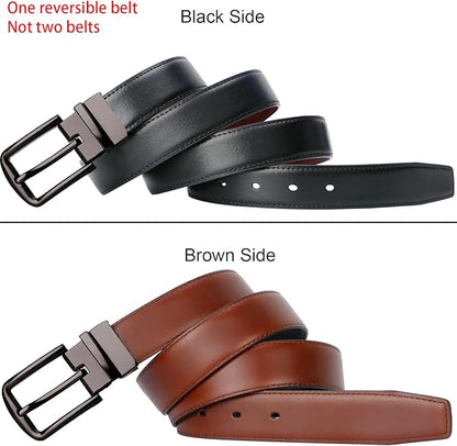 Lavemi Mens Belt Reversible 100% Italian Leather Dress Casual,One Reverse for 2 Colors,Trim to Fit