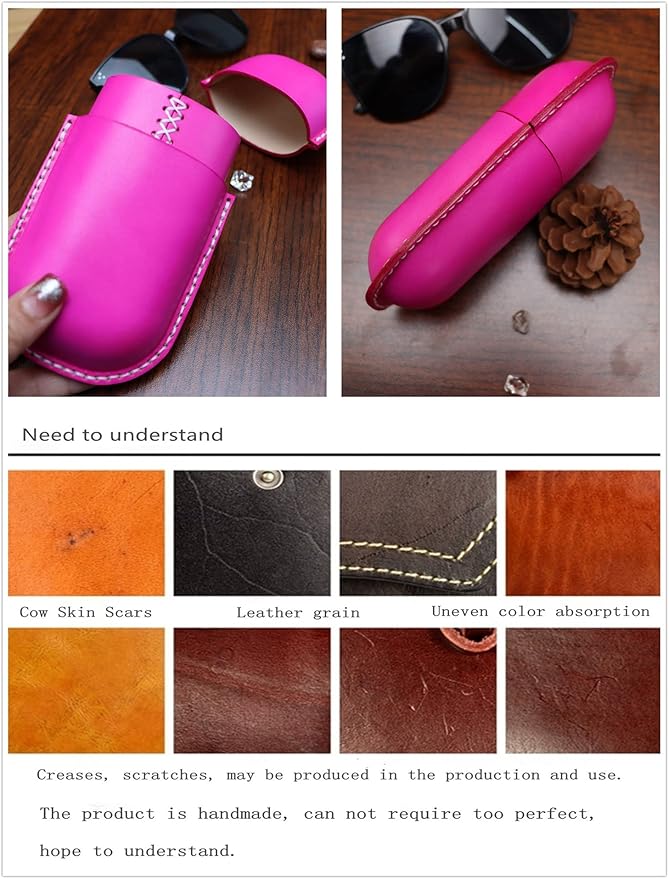 Leather Glasses Case Cowhide Vintage Men And Women Nearsighted Glasses Sunglasses Travel Anti-Crush Storage Box