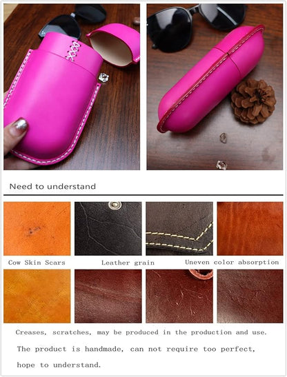 Leather Glasses Case Cowhide Vintage Men And Women Nearsighted Glasses Sunglasses Travel Anti-Crush Storage Box