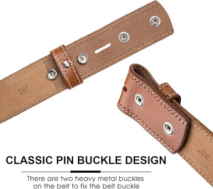 HJones Western Belts for Men without Buckle,Cowboy Belt Buckles for Men,1.5" Wide Genuine Leather Belt No Buckle