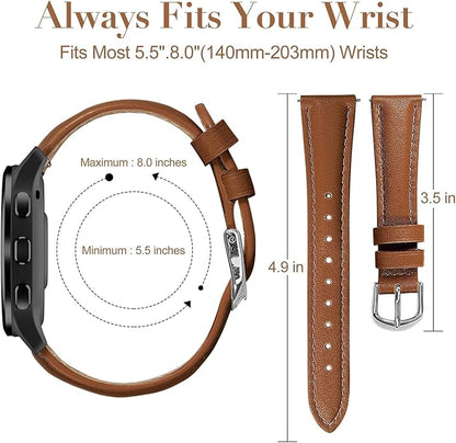 18mm Slim Leather Band Compatible with Garmin Venu 3S 41mm/Venu 4 41mm/Venu 2S/Vivoactive 4S/Vivomove 3S/Forerunner 255S/Forerunner 265S, Quick Release Thin Narrow Soft Strap for Women Men