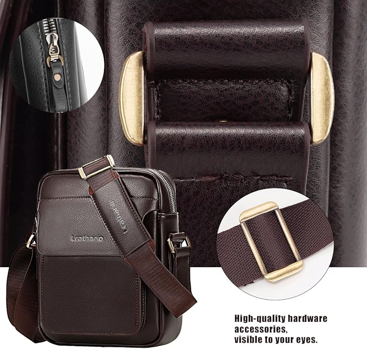Leathario Crossbody Bag For Men Vegan Leather Shoulder Messenger Purse Sling Satchel Bag For Work Business Travel | Vegan Leather, Purse, For Work, Business, Travel
