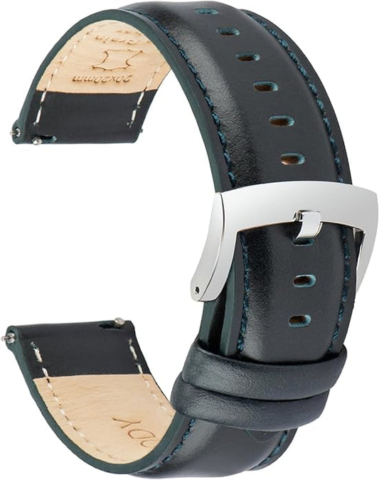 OTTOODY Leather Watch Bands Quick Release, Elegant Top Grain Leather Watch Straps for Men & Women, Choice of Color & Width - 18mm, 19mm, 20mm, 21mm or 22mm Wristbands Bracelet for Watch & Smartwatch