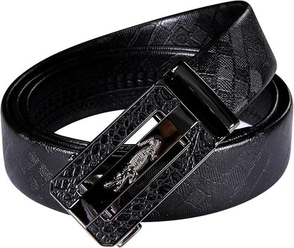 Dubulle Designer Mens Belts, Sliding Automatic Buckle Ratchet Dress Belt TOP Genuine Leather Strap Gifts