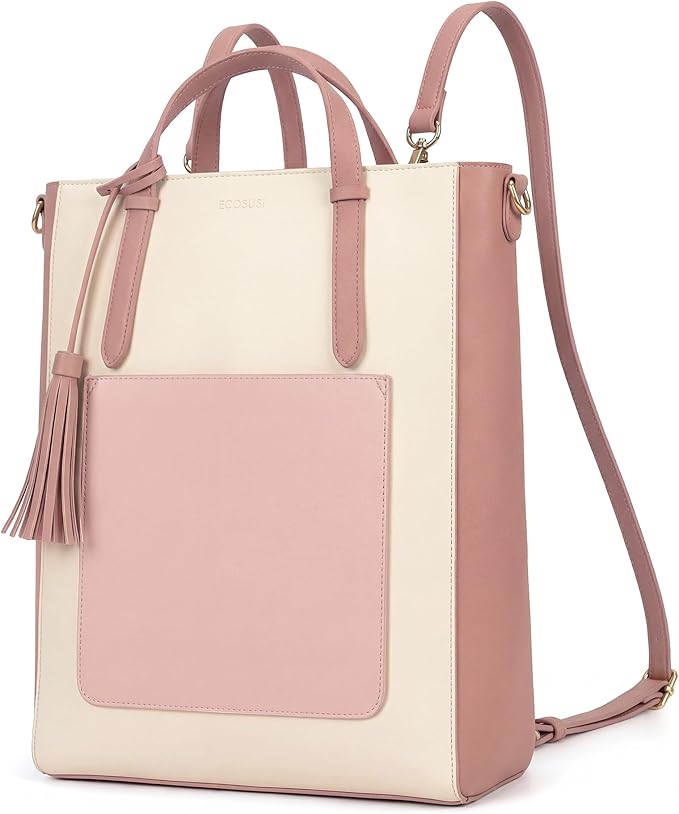 ECOSUSI Tote Bag Convertible Backpack for Women Vegan Leather Handbag Multifuction Shoulder Bag