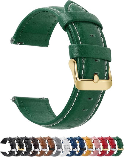 Fullmosa Watch Band, Quick Release Leather Watch Strap for Men Women, Replacement Bands Width 12mm 14mm 16mm 18mm 19mm 20mm 21mm 22mm 24mm