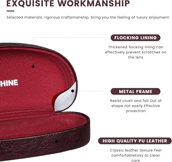 molshine Hard Shell Sunglasses Case,Classic Large Glasses Case for Sunglass, Eyeglasses with Cleaning Cloth, Pocket